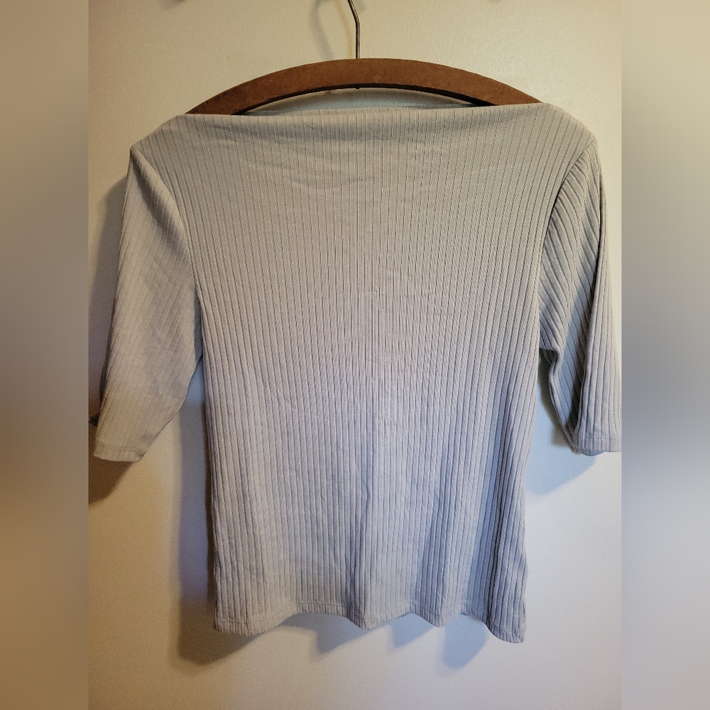NWT Old Navy Women's Blue Gray Ribbed Tee Small